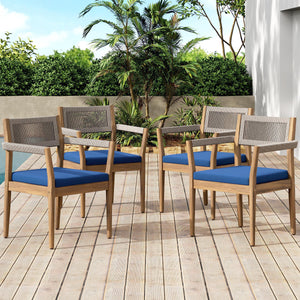 Braided Acacia Wood Outdoor Dining Chairs Set of 2 – Teak Look