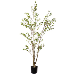 Lifelike Artificial Olive Tree with Plastic Pot for Home Living Room Decor