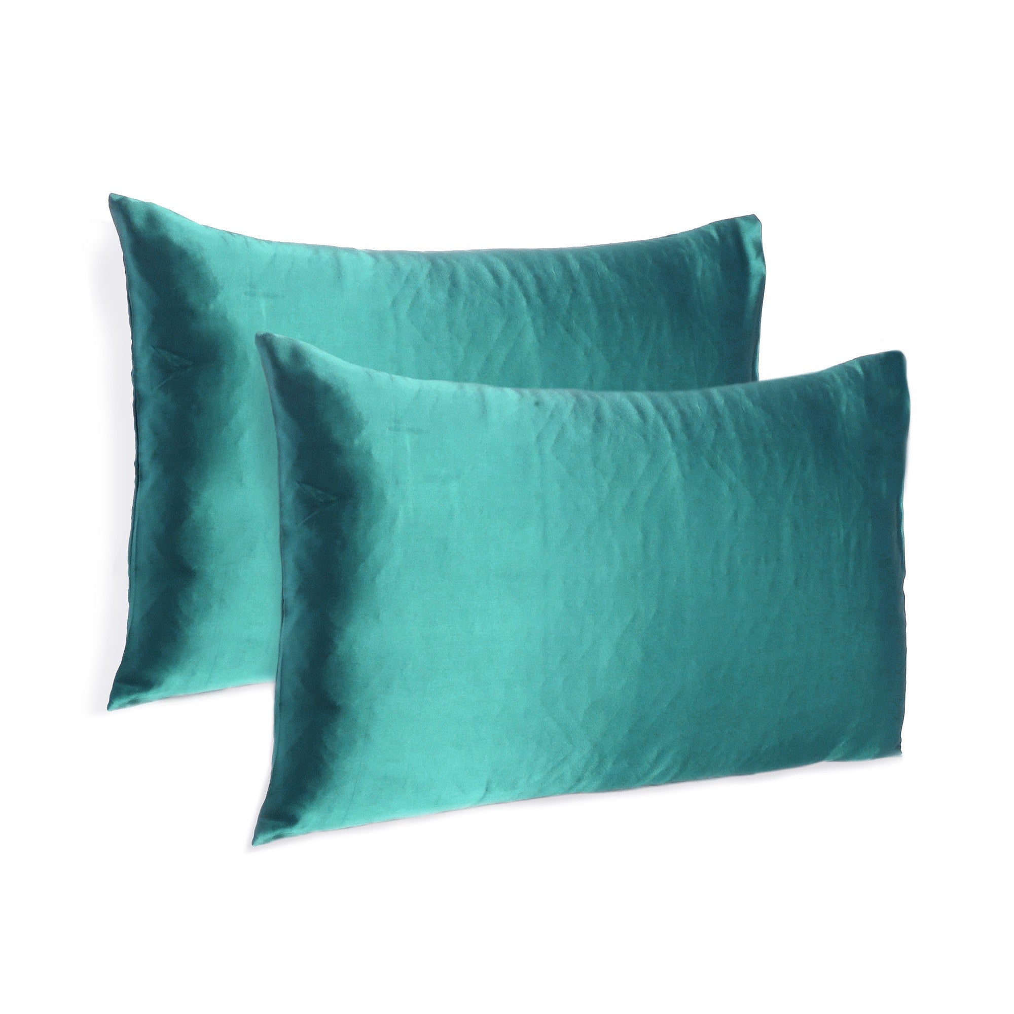 Teal-Dreamy-Set-Of-2-Silky-Satin-Queen-Pillowcases-Bed-Sheets