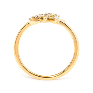 10K Yellow Gold 1/10 Cttw Diamond Leaf and Branch Ring (H-I Color, I1-I2 Clarity) - Ring Size 7