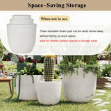 U_Style Lightweight Matte Textured MGO Outdoor Indoor Flower Pot Set of 3