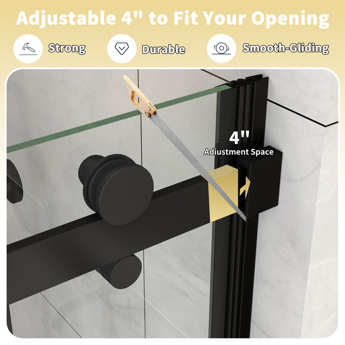 Mod Semi-Frameless Sliding Bathtub Door in Matte Black
