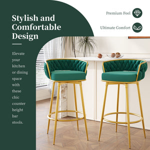 Modern Low Back Upholstered Counter Height Bar Stools (Set of 2)