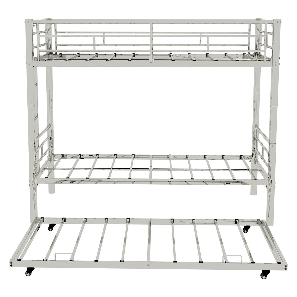 Bunk Bed For Kids, Convertible Frame With Ladders & Guardrail