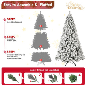 6ft Flocked Pre-Lit Christmas Tree with 300 UL Warm Lights