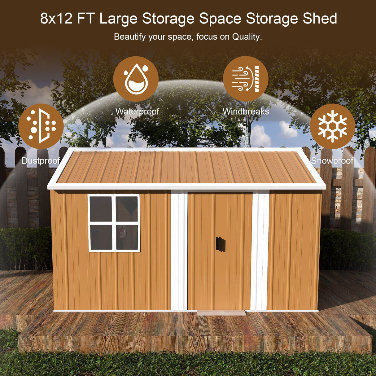 Heavy Duty Metal Storage Shed With Windows And Lockable Door