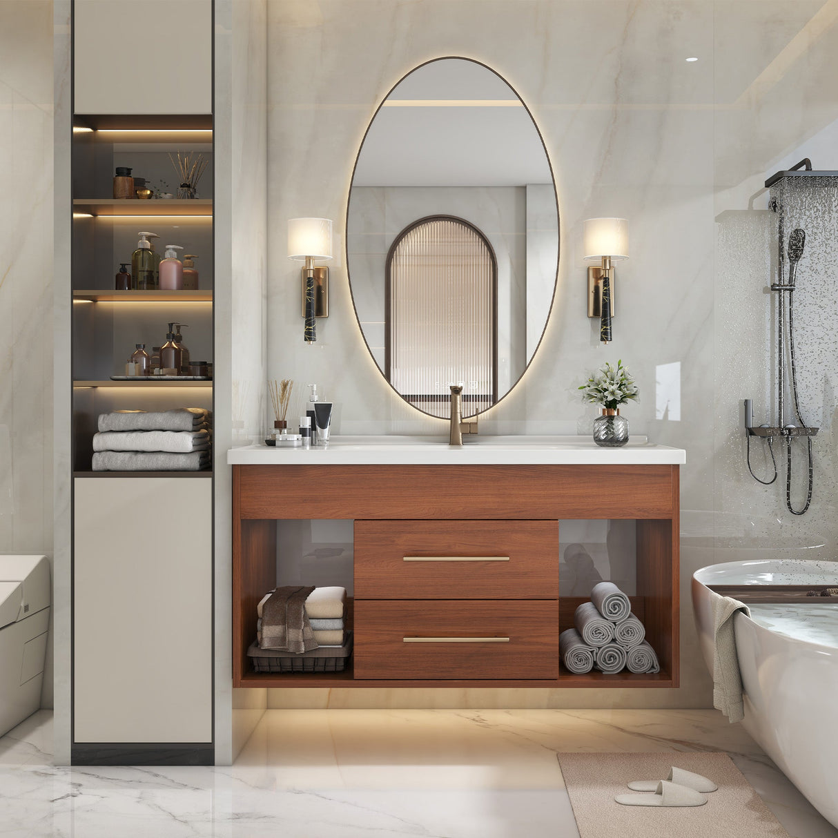 35.4" Mid-century Modern Single Bathroom Vanity