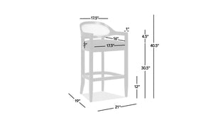 Americana Mid-Century Modern 30.5' Cane Back Bar Stool, Jet Black