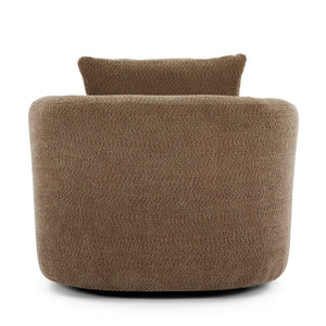 360° Swivel Barrel Sofa Chair With Throw Pillow, Upholstered Accent Chair