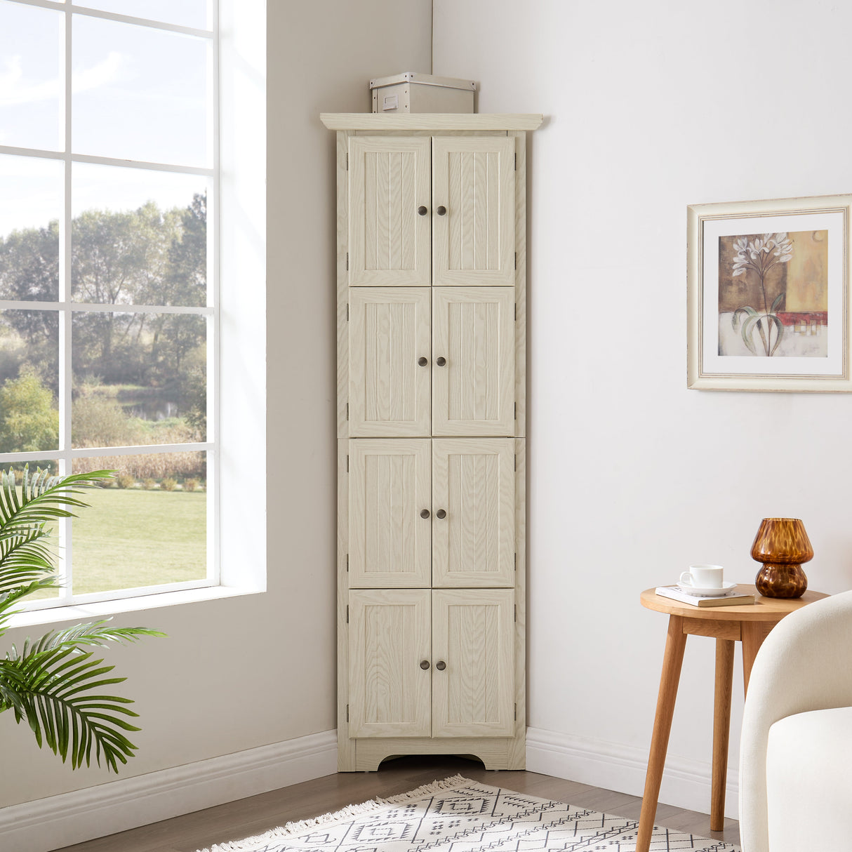 4-Tier 72" Corner Kitchen Pantry Storage Cabinet with 8 Doors