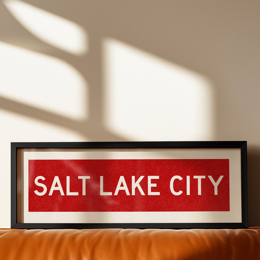 Framed Salt Lake City Red Bus Scroll