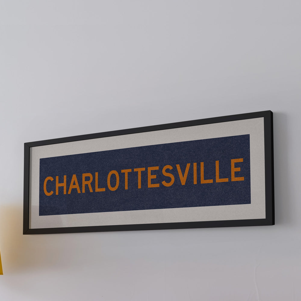Framed Charlottesville Blue Bus Scroll