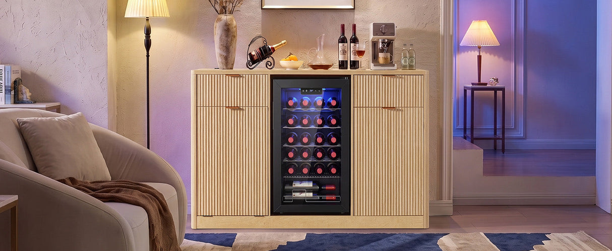 K&K 59" Coffee Bar Cabinet with Fridge Space
