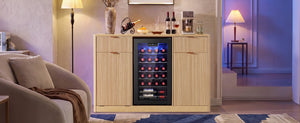 K&K 59" Coffee Bar Cabinet with Fridge Space