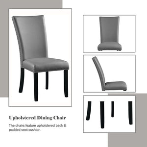 Caralin - Side Chair (Set of 2) - Gray Synthetic Leather & Black