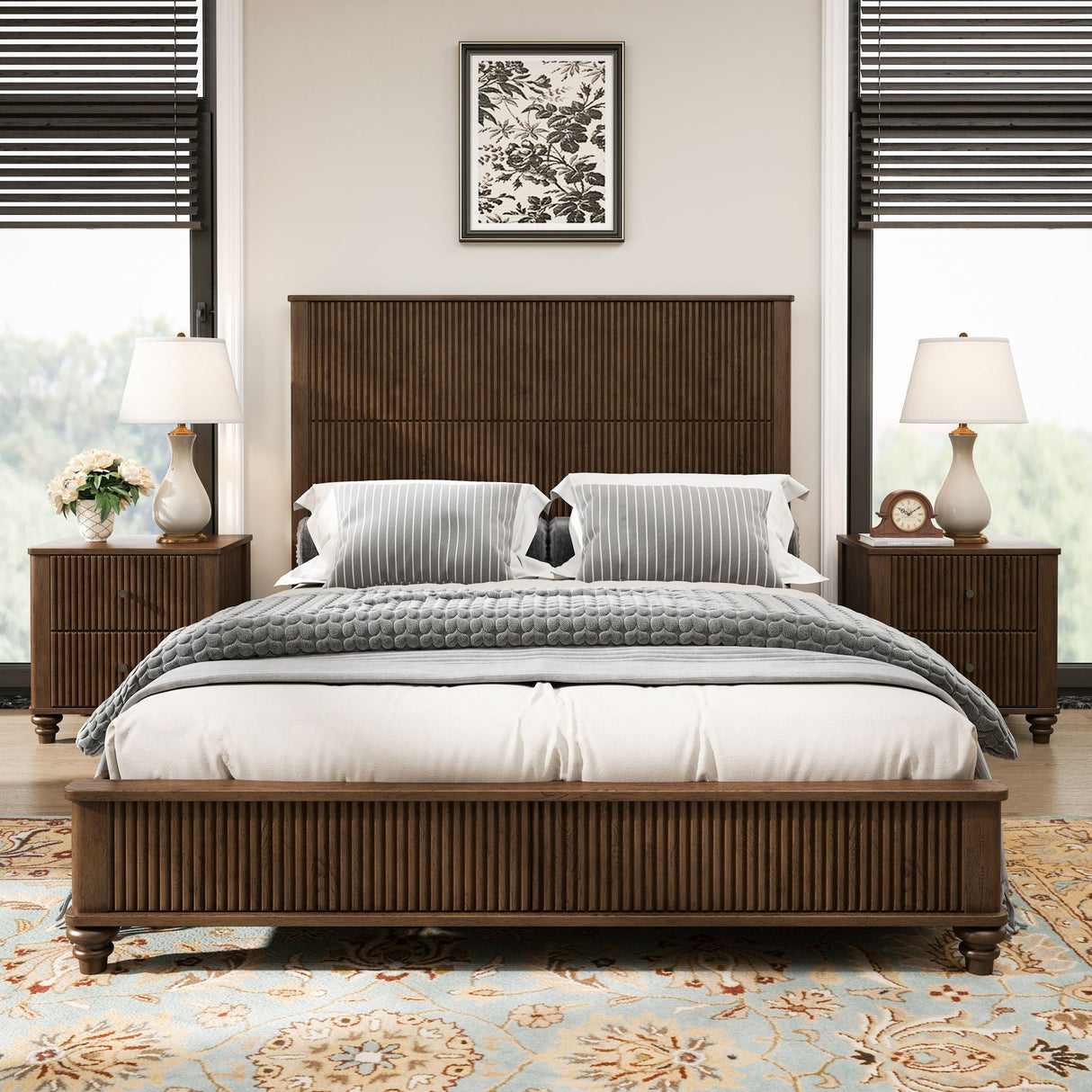 Platform Bed Frame & Tall Headboard