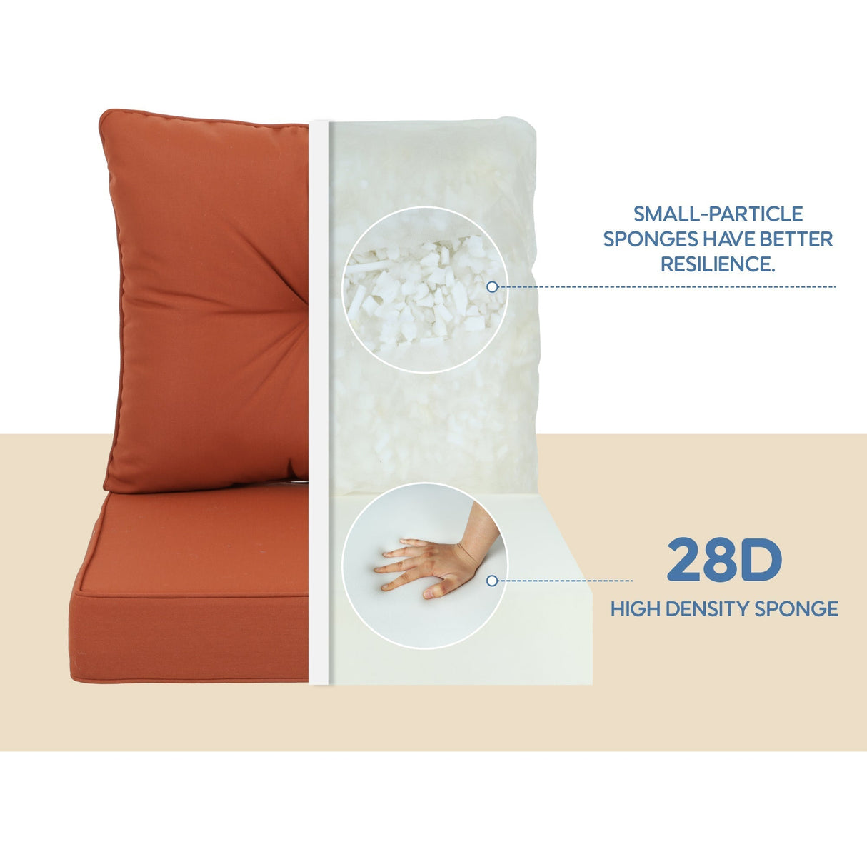 Outdoor Deep Seat Cushions for Patio Furniture, Set of 2