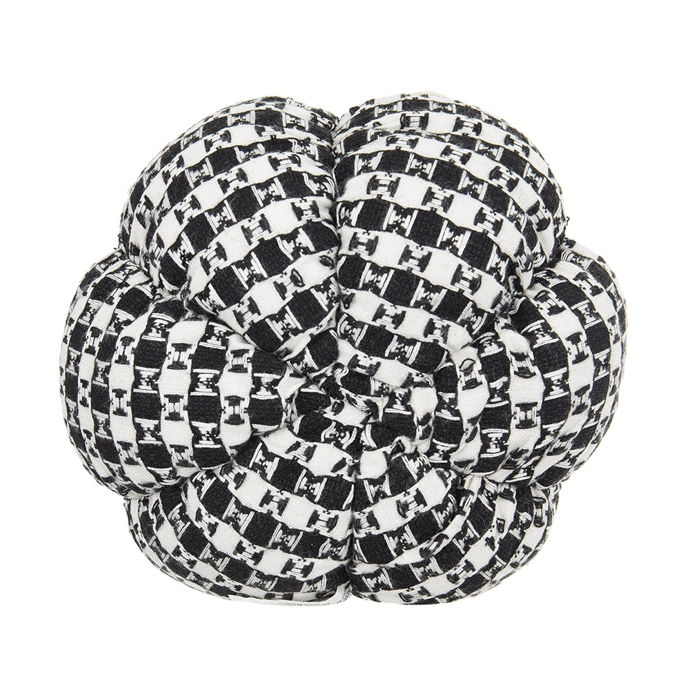 Plaid Fabric Pumpkin – 7'' Black & White Halloween Decoration Accent