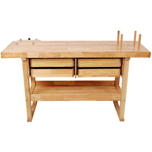 60-Inch Rubber Hardwood Workbench with 4 Drawers