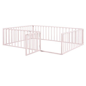 Metal Floor Bed Frame With Fence And Door