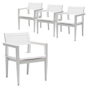 Outdoor Patio Aluminum Stationary Dining Chairs 4PCs with Outdoor-Grade Sunbrella Fabric Cushions