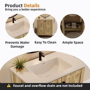 Folding Floor Cabinet With Ceramic Sink, Space Saving
