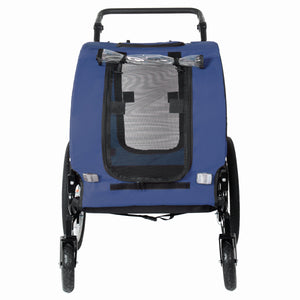 2-in-1 Bike Trailer & Pet Stroller with Steel Frame - Dark Blue, Red, or Gray