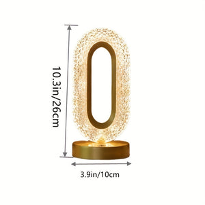 Oval Crystal Table Lamp – USB Charging Luxury Night Light for Bedroom & Office Decor