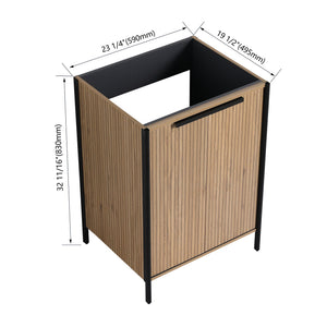 Light Brown Contemporary Freestanding Bathroom Vanity with Adjustable Shelves