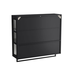 3 Door Wall Cabinet With Glass Door And Towel Bar