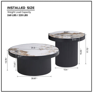 Set of 2 Coffee Tables with Sintered Stone Tabletops