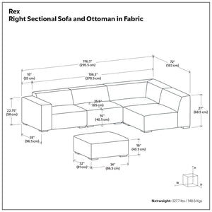 Rex - Handcrafted Sectional Sofa And Ottoman