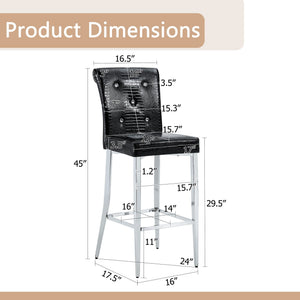 Bar Chairs with Crystal Clasp Design (Set of 2)
