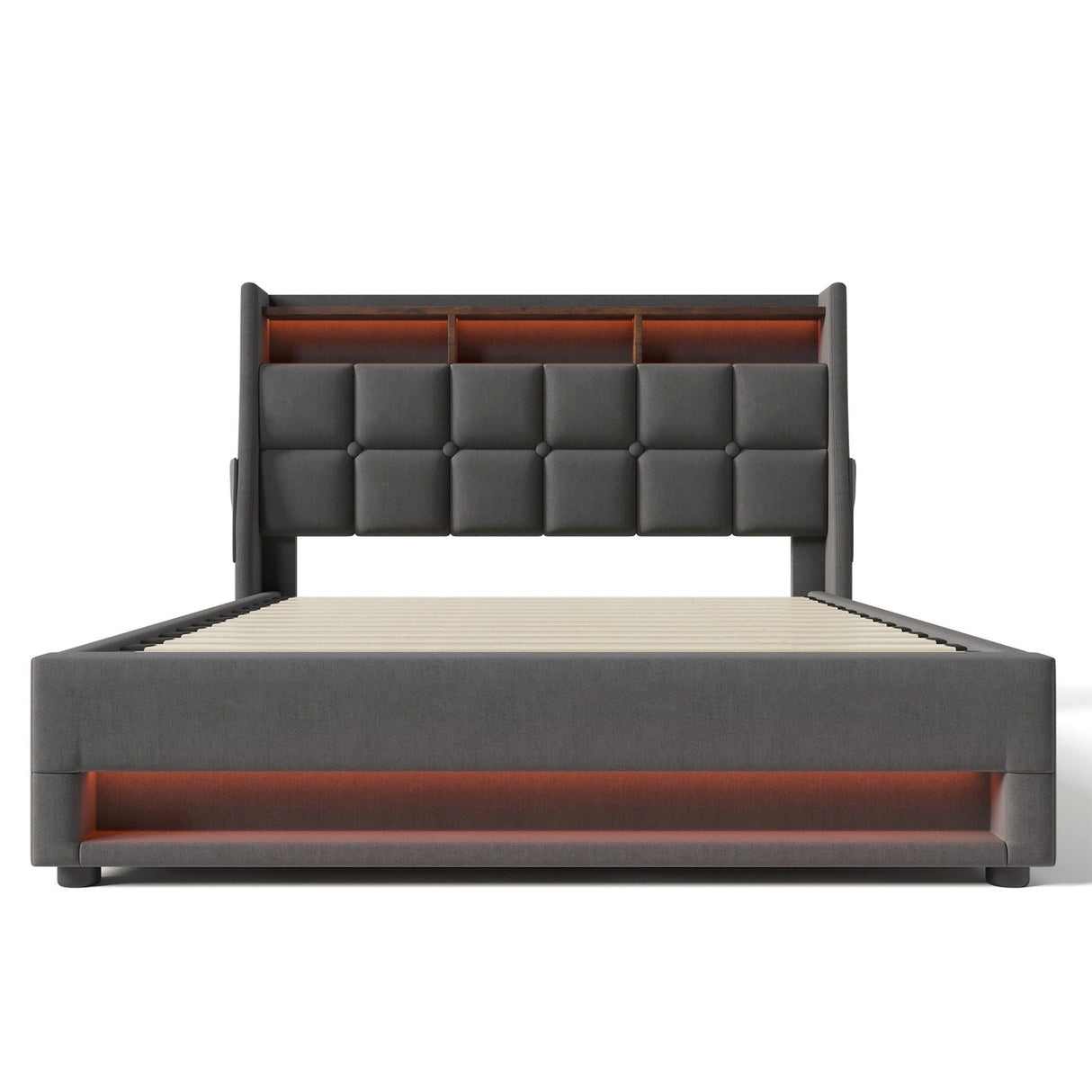 Upholstered Platform Bed With A Hydraulic Storage System, LED And USB Charging (Without Mattress)