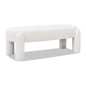Hugo - Oval Fully Upholstered Bench - Milk Cream White