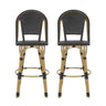 Outdoor Rattan And Aluminum French Barstools (Set of 2)