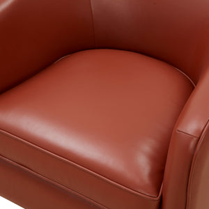 Tessa Caramel Top Grain Leather Swivel Chair with Wood Base