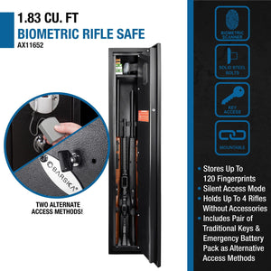 Biometric Rifle Safe with Fingerprint Access – Black