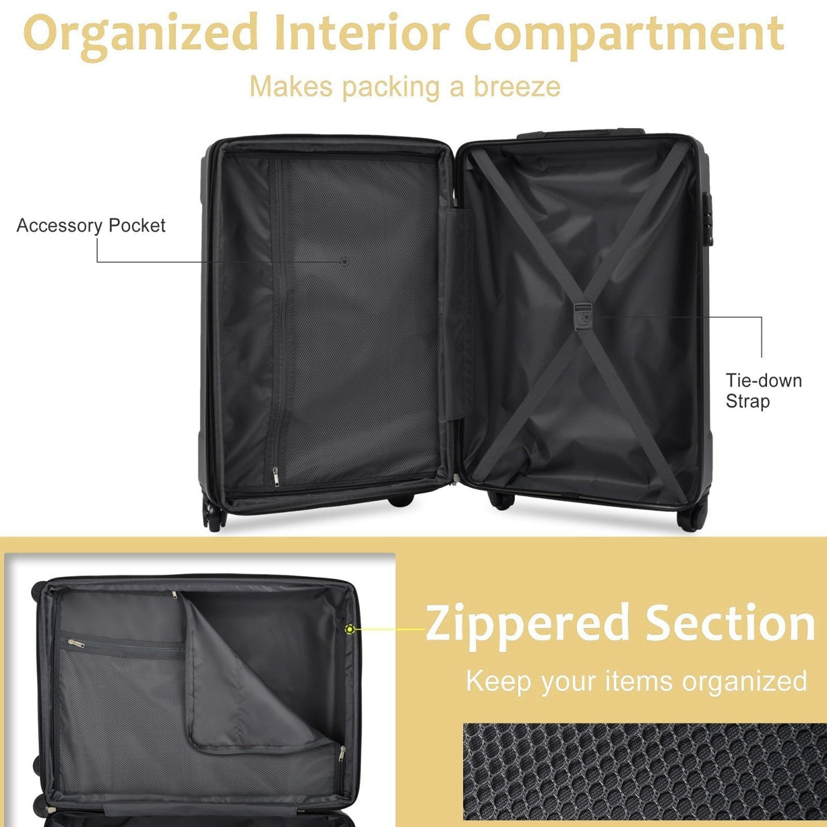 Expandable Hard Shell Luggage Set with TSA Lock - Modern Finish
