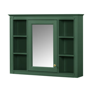 Bathroom Vanity With Mirror Cabinet, Single Sink With 2 Soft Closing Doors And 4 Drawers