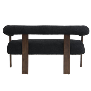 Round Armrest Loveseat (Black + Brown)
