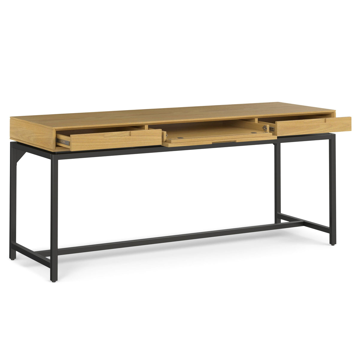 Mid Century Handcrafted Wide Writing Desk with Storage Drawers - Light Brown or Dark Brown