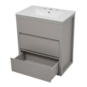 Double Sinks Bathroom Vanity Set With 2 Ceramic Basins