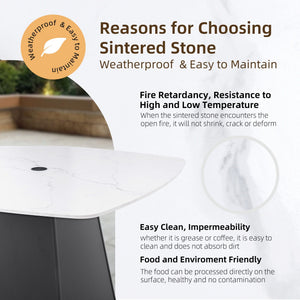 Outdoor Patio Dining Set, Squircle Dining Table, Dining Chairs With Sunbrella Cushions