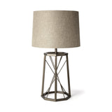 Metallic Aged Bronze Tone Octagonal Metal Table Lamp
