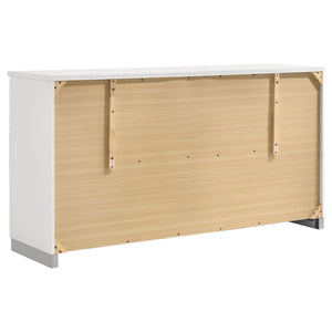 Escalon - 4 Piece Bedroom Set With Paneled Headboard Accents Upholstered - Glossy White