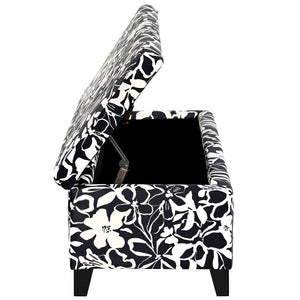 Luxury Storage Ottoman With Floral Patterned Fabric, Soft-Close Hinges, Multi Functional