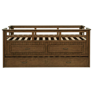 Carlsbad Wood Twin Captains Bed With Trundle Medium Brown