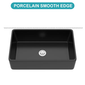Farmhouse Ceramic Apron Front Single Bowl Kitchen Sink with Durable Design - White or Black