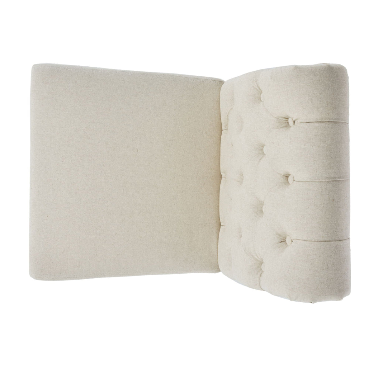 Dining Rolltop Chairs (Set of 2), Upholstered Armless Chair With Wood Leg - Ivory